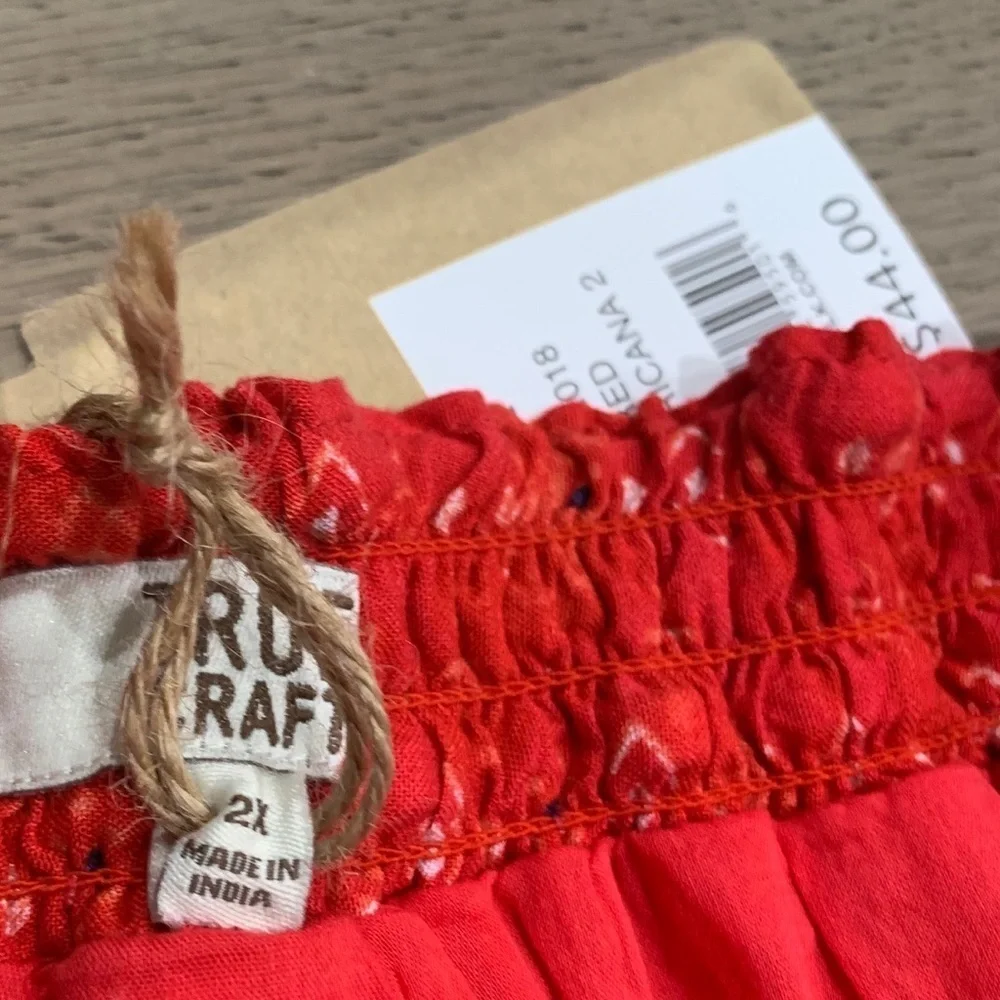 True Craft NWT woven lace trimmed skirt 2X red - Picture 4 of 5